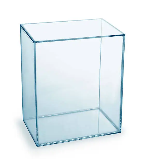 Empty glass box on a white background