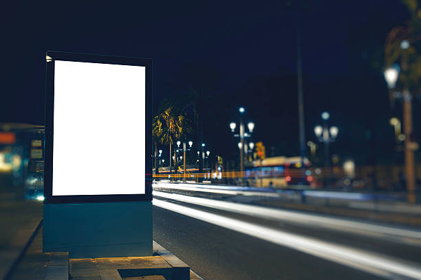 istock Empty information board for your advertising in the night city 479443864