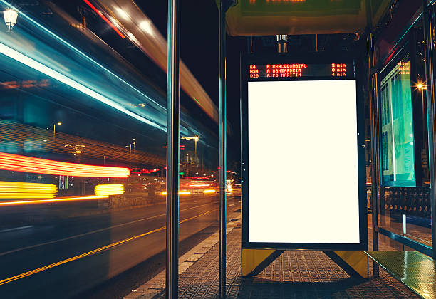 istock Advertising mock up banner of bus statio 479443886
