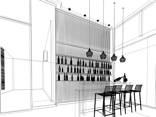 istock sketch design of lobby ,3dwire frame render 479444932