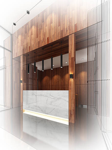 istock sketch design of lobby ,3dwire frame render 479444936
