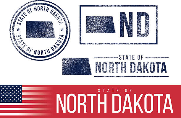 сша резиновые штампы-штат северная дакота - north dakota flag us state flag north dakota flag stock illustrations