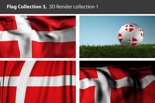 Denmark 3D Render Flag, Danish Abstract Flag Background (3D Render Art)