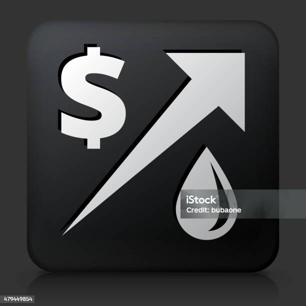 Black Square Button With Gas Price Increasing Stock Illustration - Download Image Now - 2015, Arrow Symbol, Black Background