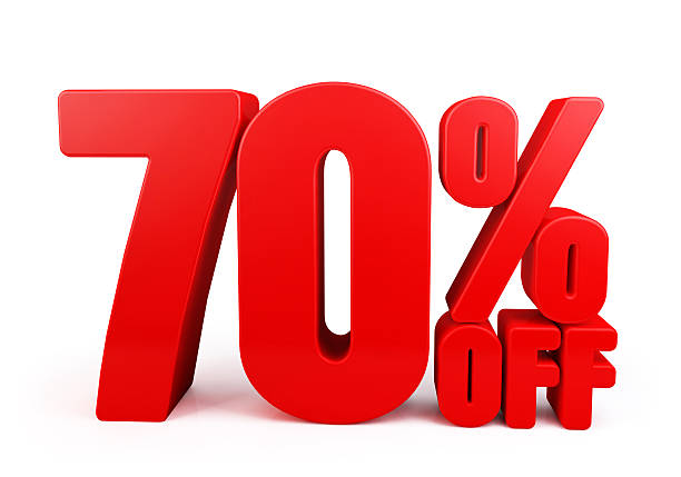 3D Rendered Red 70% Percent off Word Title