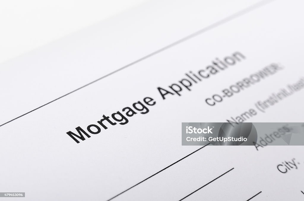 Mortgage application form close up Mortgage application form close up. selective focus image, shallow depth of field 2015 Stock Photo