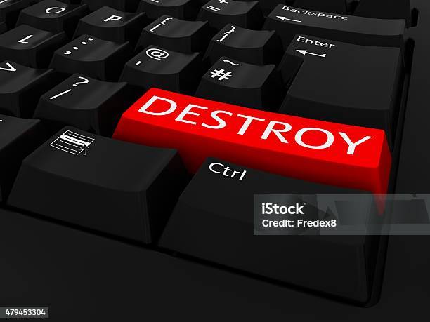 Destroy Button Icon Red Destroy Button On Black Keyboard Stock Photo - Download Image Now ...