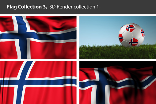 Norway 3D Flag, Norwegian Abstract 3D Background (3D Render Art) Raster Graphic