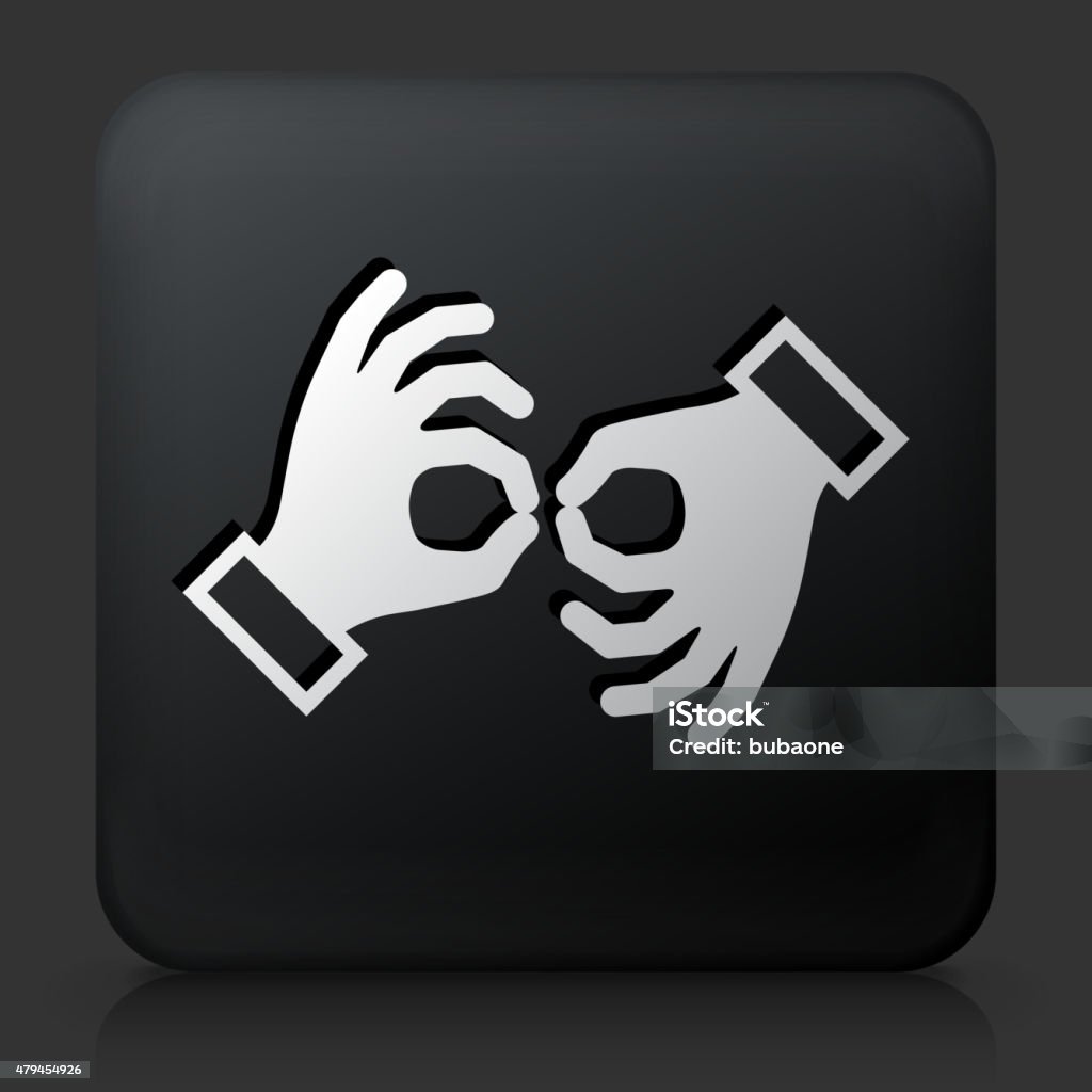 Open Sign Language Button Black Square Button With Sign Language Stock Illustration - Download ...