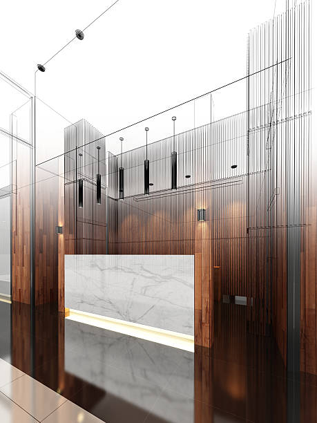istock sketch design of lobby ,3dwire frame render 479456164