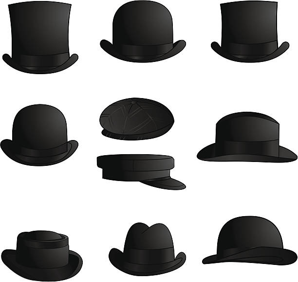 Classic Hats and Caps Vector illustrations of a variety of classic hats and caps. bowler hat stock illustrations
