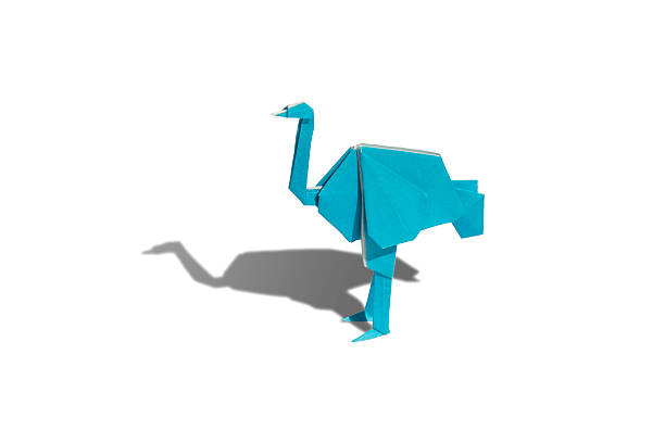 istock Cyan Origami bird ostrich isoated on white 479459269
