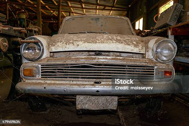 Abandoned Vintage Car Stock Photo - Download Image Now - Auto Repair Shop, Garage, Vintage Car