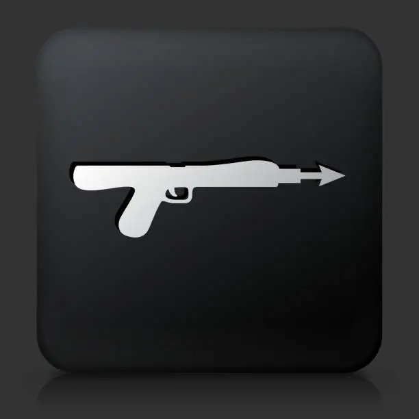 Vector illustration of Black Square Button with Fishing Harpoon Icon