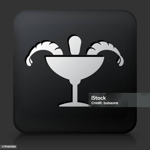 Black Square Button With Shrimp Cocktail Icon Stock Illustration - Download Image Now - 2015, Black Background, Black Color