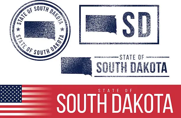 Vector illustration of USA rubber stamps - State of South Dakota