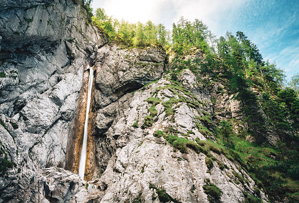 Famous Slovenian Martuljek Waterfall (Upper waterfall). Waterfall is located near Kranjska Gora.