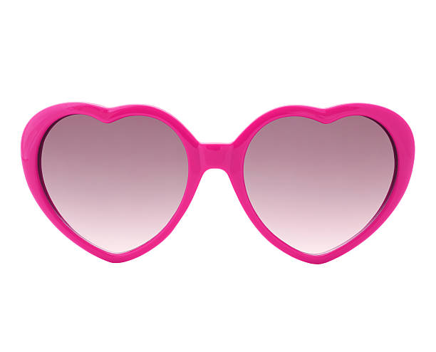 occhiali da sole rosa a forma di cuore con 2 (percorsi) - pink glasses foto e immagini stock