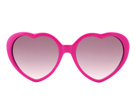 Hot Pink heart shaped Sunglasses isolated on white