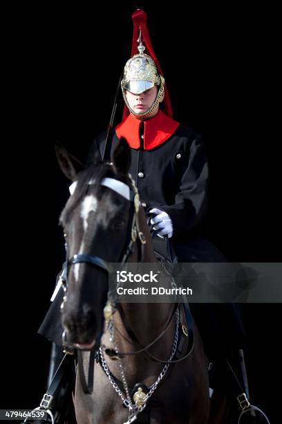 London Guard On Horseback Stock Photo - Download Image Now - Adult, Adults Only, Black Background