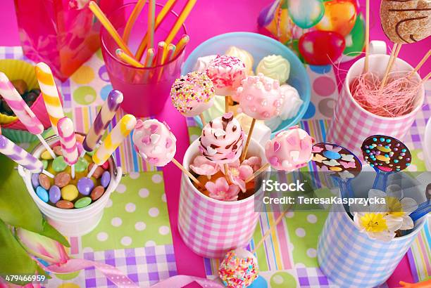 Birthday Party Table With Sweets For Kids Stock Photo - Download Image Now - Child, Candy, Party - Social Event