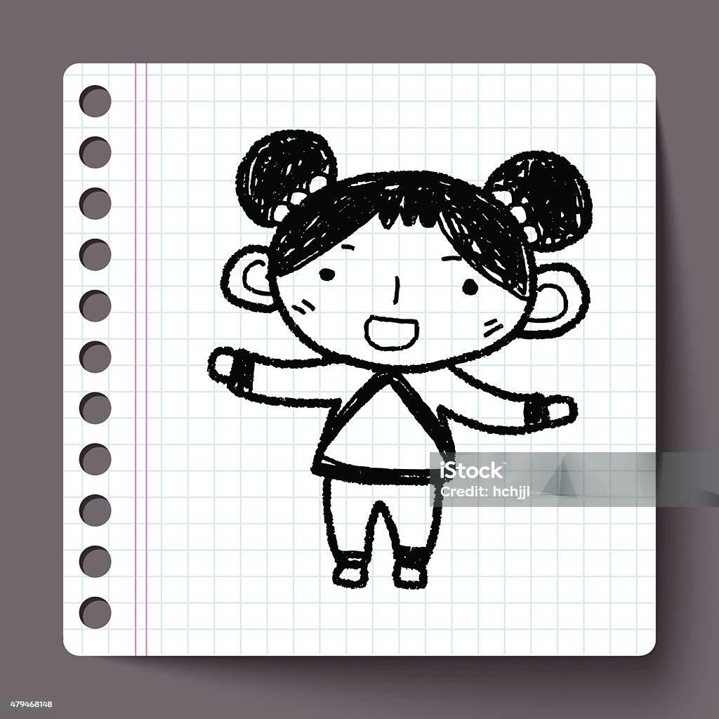 Chinese New Year; Chinese New Year girl doodle 2015 stock vector