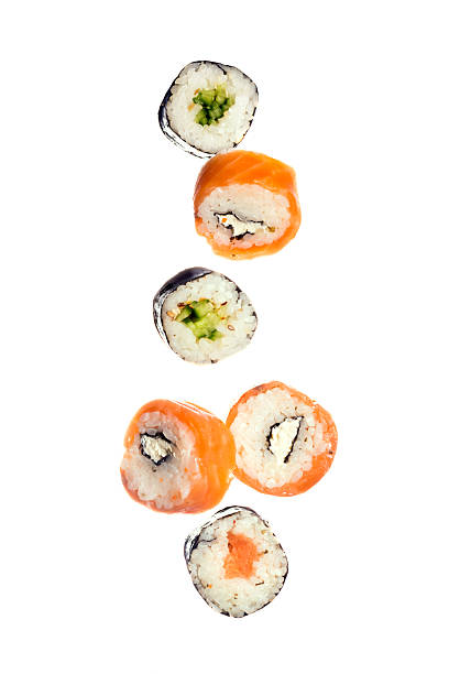 Falling sushi stock photo