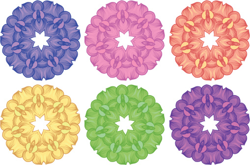 Illustration of the colorful patterns on a white background