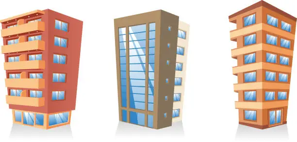 Vector illustration of Building apartment condominium edifice structure house collection