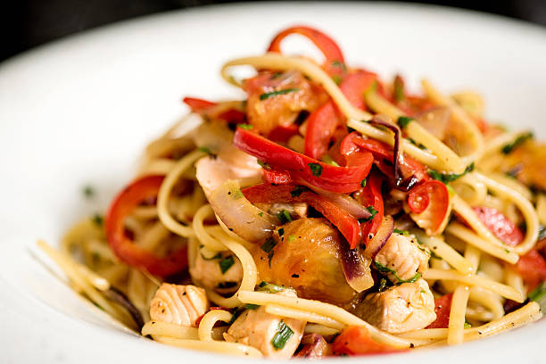istock Tasty pasta with chicken. 479477512