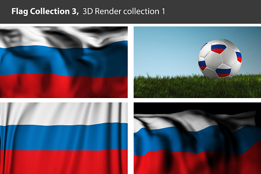 Russia 3D Flag, Russian Abstract Background (3D Render)
