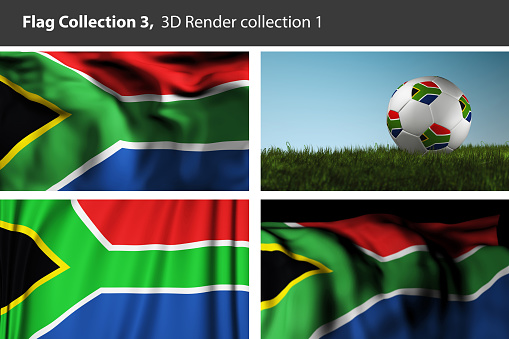 South Africa Flag, S. African Abstract Flag Background (3D Render) Raster Art