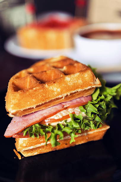 istock Ham and cheese sandwich served with hot coffee 479478732
