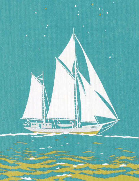 парусник - sailboat nautical vessel lake sea stock illustrations