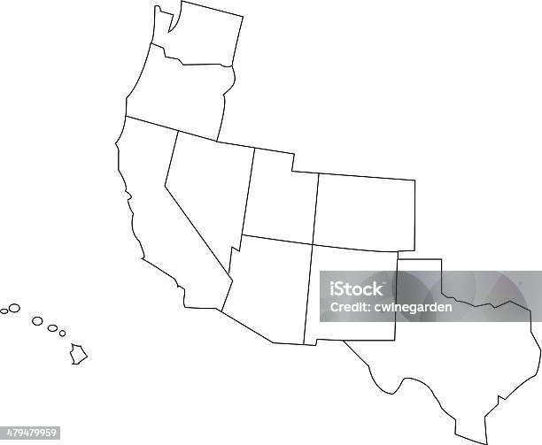 Mappa Degli Stati Uniti Occidentali Vettore - Immagini vettoriali stock e altre immagini di Big Island - Isola di Hawaii - Big Island - Isola di Hawaii, Carta geografica, Contorno - Forma