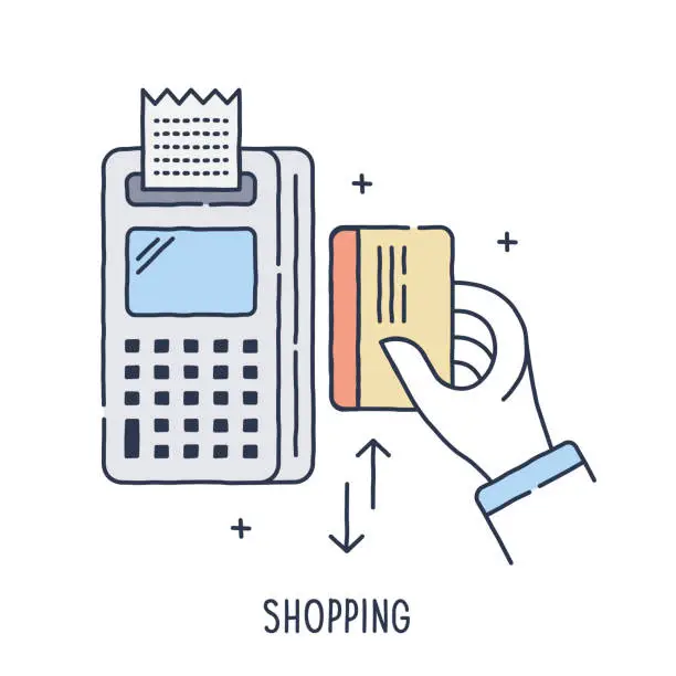 Vector illustration of POS Terminal and Credit Card