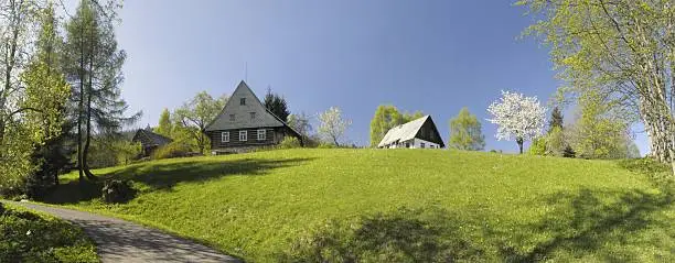 old village houses in Dolni Morava in Kralicky Sneznik in Czech republic