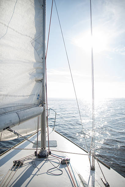 istock Yacht sailing towards the sunset 479481729