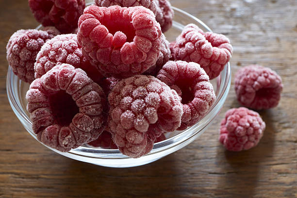 istock Frozen Raspberries in a glass bowl 479483428