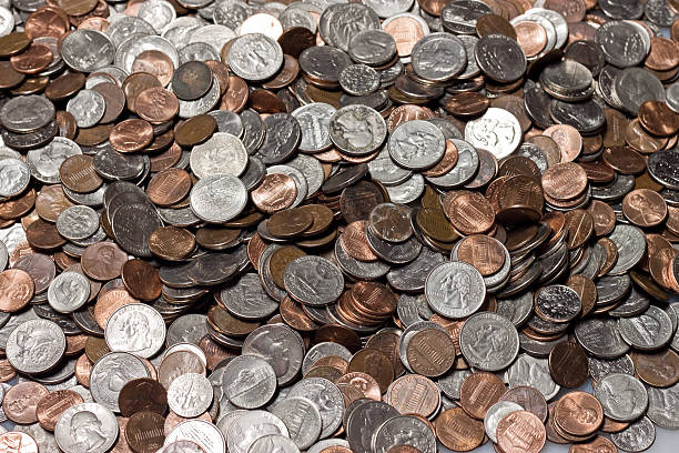 moedas americanas - stack quarter coin us coin - fotografias e filmes do acervo