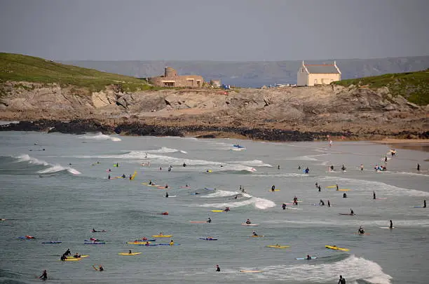 Surfers & bodyboarders at little Fistral, Newquay