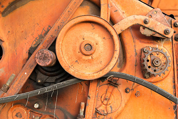 istock Close-up of Old Red Harvester Cogs 479488768