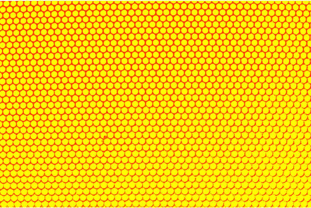 ilustraciones, imágenes clip art, dibujos animados e iconos de stock de holed fondo de rejilla metálica amarillo orificio pasante. - metal sheet metal pattern steel