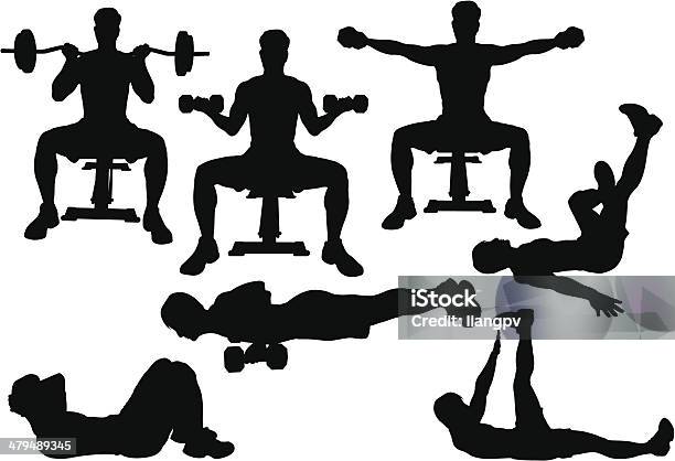 Workout Silhouette Stock Illustration - Download Image Now - Active Lifestyle, Adult, Anaerobic Exercise