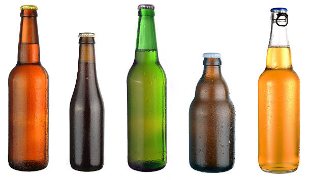 set of beer bottles set of beer bottles on a white background beer bottle photos stock pictures, royalty-free photos & images