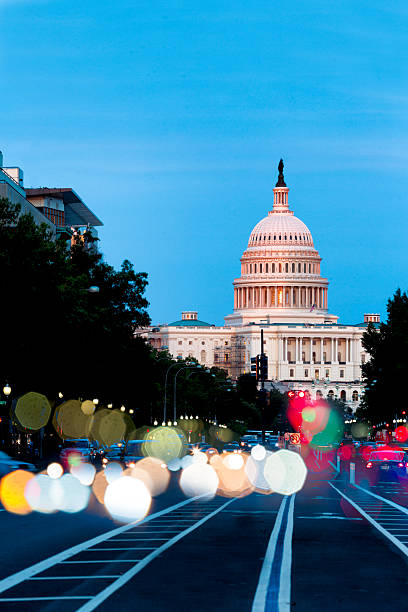 istock United States Capitol Building Night View with Car Lights 479498596