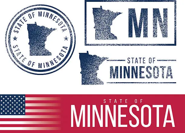 Vector illustration of USA rubber stamps - State of Minnesota