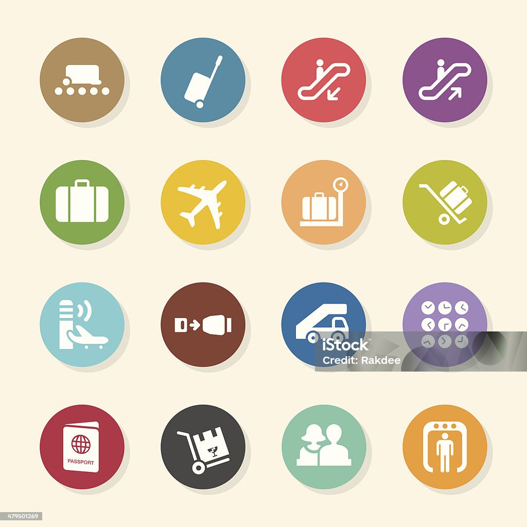 Airport Icons - Color Circle Series Airport Icons Color Circle Series Vector EPS10 File. Travel stock vector