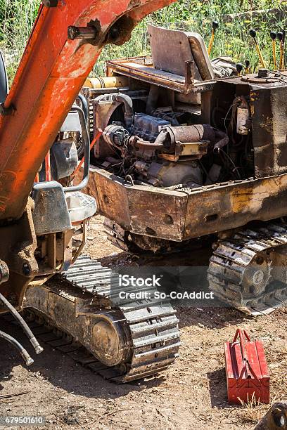 Old And Rusty Construction Equipment Stock Photo - Download Image Now - 2015, Broken, Cluttered