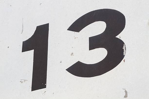istock closeup black number 13 from traffic road sign 479501832